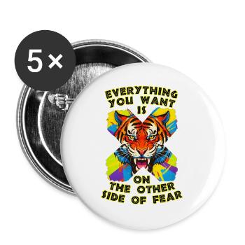Tiger & Fear - Buttons large 2.2''/56 mm (5-pack) - white - Front