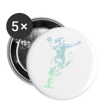 Handball Power Handball Design fuer Frauen - Buttons groß 56 mm (5er Pack) - Weiß - Vorne