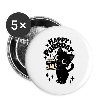 Kitchen Theft Cat | Cute Birthday Cats Motif - Buttons large 2.2''/56 mm (5-pack) - white - Front