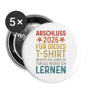 Abschluss 2026 - Buttons groß 56 mm (5er Pack) - Weiß - Vorne