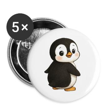 Pinguin niedlich Süßes Tier Südpol - Buttons groß 56 mm (5er Pack) - Weiß - Vorne