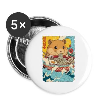 Hamster Ramen Nudeln Japanische Kunst Anime - Buttons groß 56 mm (5er Pack) - Weiß - Vorne