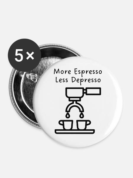 Espresso-Lineart Duo - Buttons groß 56 mm (5er Pack) - Weiß
