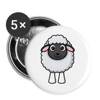 Shaggy Sheep Cuddle Design - Buttons large 2.2''/56 mm (5-pack) - white - Front