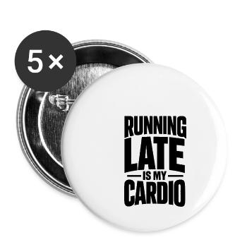 Running Late Is My Cardio - Buttons large 2.2''/56 mm (5-pack) - white - Front