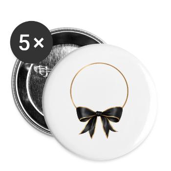 Circle Bow Black Gold - Buttons large 2.2''/56 mm (5-pack) - white - Front
