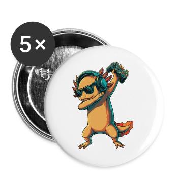 Gamer Axolotl Mexican Walking Fish Games Art - Buttons large 2.2''/56 mm (5-pack) - white - Front