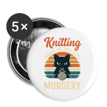 Stricken lässt mich weniger mörderisch fühlen, lustiges Basteln De - Buttons groß 56 mm (5er Pack) - Weiß - Vorne