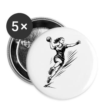 Handball Motiv das sofort wirkt fuer Frauen - Buttons groß 56 mm (5er Pack) - Weiß - Vorne