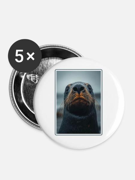 Seelöwen Seelöwe - Buttons groß 56 mm (5er Pack) - Weiß