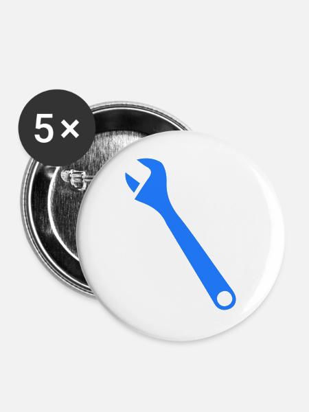 Schraubenschlüssel - Buttons groß 56 mm (5er Pack) - Weiß