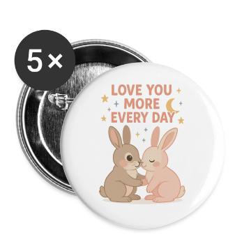 Cute bunny love under the stars - Buttons large 2.2''/56 mm (5-pack) - white - Front