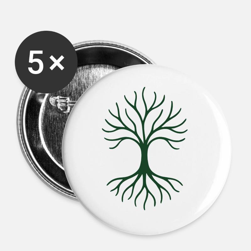 Baum des Lebens – Gaia - Buttons groß 56 mm (5er Pack) - Weiß