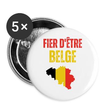 Fier d'être Belgium - Lot de 5 grands badges (56 mm) - blanc - Devant