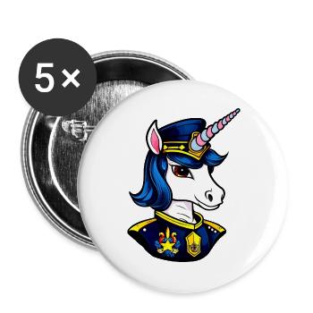 Licorne de la Police - Lot de 5 grands badges (56 mm) - blanc - Devant