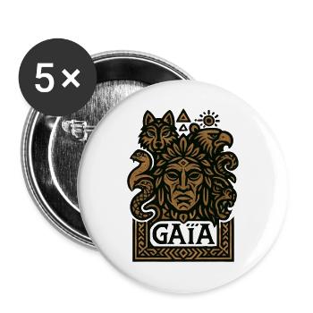 Gaia – Mutter Natur – Baum des Lebens - Buttons groß 56 mm (5er Pack) - Weiß - Vorne