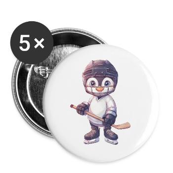 Süßer Pinguin Cartoon Eishockey Spieler Sport - Buttons large 2.2''/56 mm (5-pack) - white - Front
