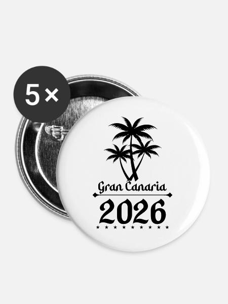 Gran Canaria 2026 - Buttons groß 56 mm (5er Pack) - Weiß