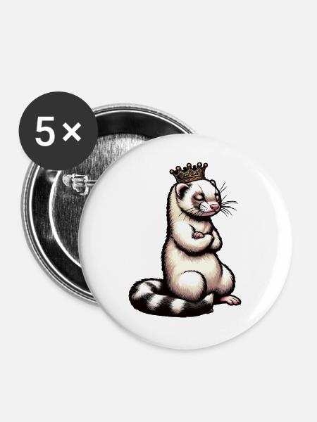 Frettchen Frettchenhalter Frettchenbesitzer - Buttons groß 56 mm (5er Pack) - Weiß