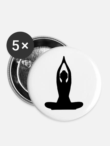 Yoga Formen Silhouetten schwarz - Buttons groß 56 mm (5er Pack) - Weiß
