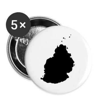 Mauritius map - Buttons large 2.2''/56 mm (5-pack) - white - Front