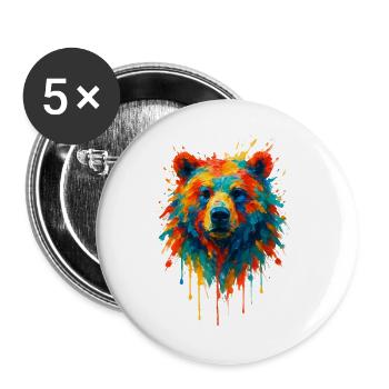 Bear in splatter dynamic painting - Buttons large 2.2''/56 mm (5-pack) - white - Front