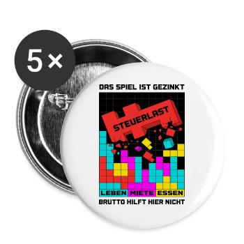 Das Spiel ist gezinkt Steuerlast - Buttons groß 56 mm (5er Pack) - Weiß - Vorne