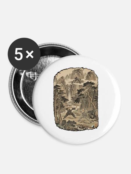 Kung Fu Tradition - Buttons groß 56 mm (5er Pack) - Weiß