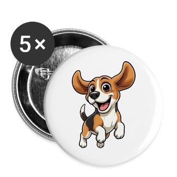 Joyeux saut de beagle - Lot de 5 grands badges (56 mm) - blanc - Devant