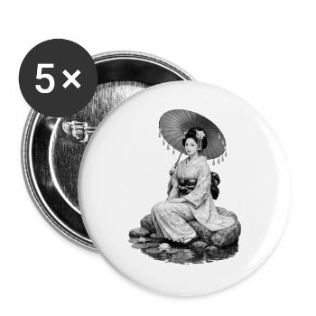 Geisha in kimono with umbrella - Buttons large 2.2''/56 mm (5-pack) - white - Front