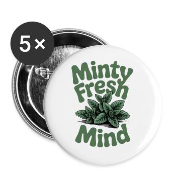 Frischer Kopf | Minze Kräuter Garten Humor - Buttons groß 56 mm (5er Pack) - Weiß - Vorne