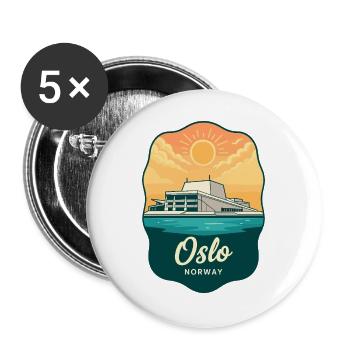 Oslo Opera House Retro Sunset Badge - Buttons large 2.2''/56 mm (5-pack) - white - Front