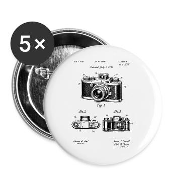Brevet de plan d’appareil photo vintage - Lot de 5 grands badges (56 mm) - blanc - Devant