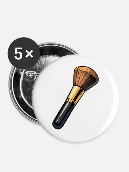 Makeup Pinsel Illustration - Buttons groß 56 mm (5er Pack) - Weiß