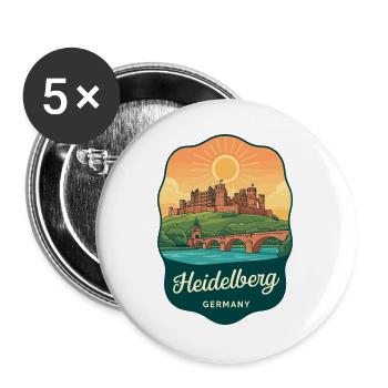 Heidelberg Castle Vintage Travel Badge - Buttons large 2.2''/56 mm (5-pack) - white - Front