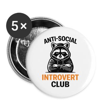 Sweat à capuche du club de ratons laveurs introvertis - Lot de 5 grands badges (56 mm) - blanc - Devant