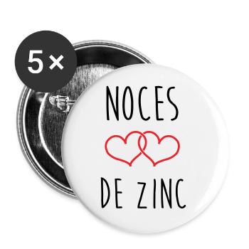 Zinkhochzeit 76 Jahre - Buttons groß 56 mm (5er Pack) - Weiß - Vorne