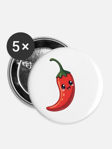 Chili - Buttons groß 56 mm (5er Pack) - Weiß