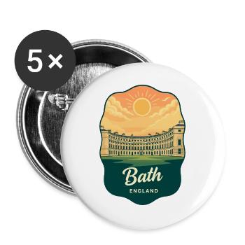 Bath Royal Crescent Retro Sunset Badge - Buttons large 2.2''/56 mm (5-pack) - white - Front