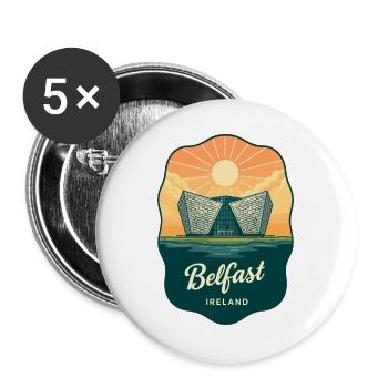 Belfast Titanic Vintage Travel Badge - Buttons large 2.2''/56 mm (5-pack) - white - Front