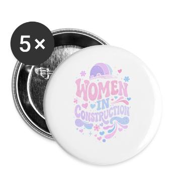 Women in Construction – Pastel Retro - Lot de 5 grands badges (56 mm) - blanc - Devant