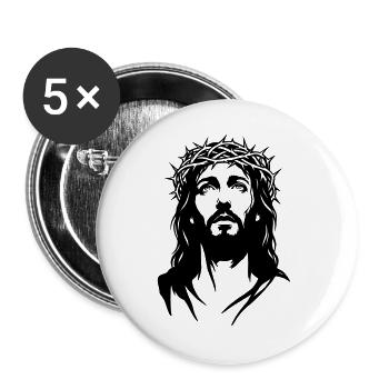 Silhouette de Jésus-Christ - Lot de 5 grands badges (56 mm) - blanc - Devant
