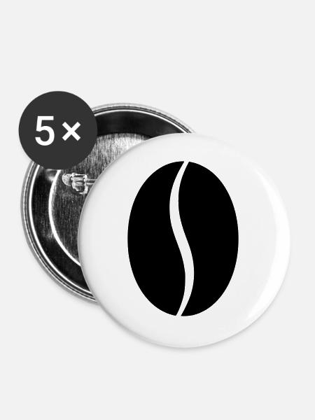 Kaffeebohne Bohne Silhouette - Buttons groß 56 mm (5er Pack) - Weiß
