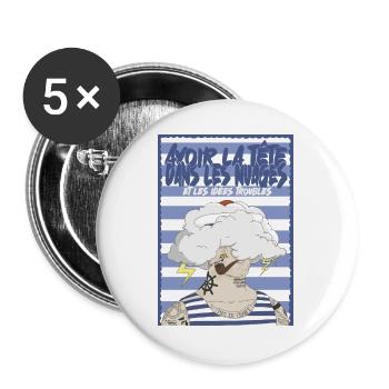 Nuage et tatouages marins - Lot de 5 grands badges (56 mm) - blanc - Devant