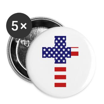 Christian Cross - Lot de 5 grands badges (56 mm) - blanc - Devant