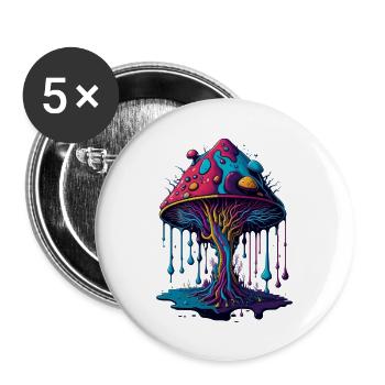 Psychedelic Glow Mushroom Forest - Buttons large 2.2''/56 mm (5-pack) - white - Front