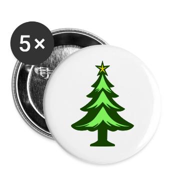 Simple graphique de sapin de Noël - Lot de 5 grands badges (56 mm) - blanc - Devant