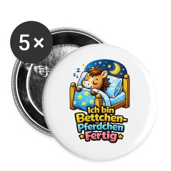 Bettchen Pferdchen Fertig | Bettfertig (md) - Buttons groß 56 mm (5er Pack) - Weiß - Vorne