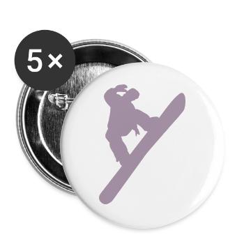 Snowboarder Silhouette Winter Sport Schnee - Buttons groß 56 mm (5er Pack) - Weiß - Vorne