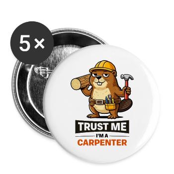 Trust Me Carpenter Beaver - Buttons large 2.2''/56 mm (5-pack) - white - Front